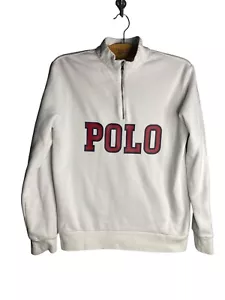 Polo Ralph Lauren Girls 12-14 L 1/4 zip sweatshirt Long Sleeve White - Picture 1 of 4