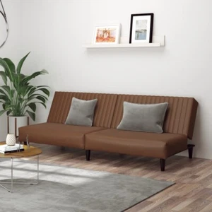 Schlafsofa 2-Sitzer Braun Kunstleder - Bild 1 von 11