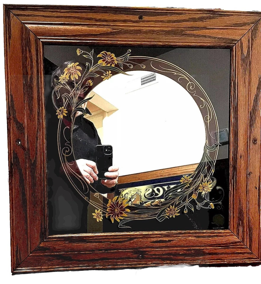 Hensley Co Mirror 1983 FLORAL PATTERN GOOD CONDITION 22 X 22 FRAME 2 - Image 1 of 4