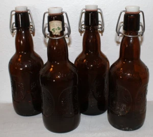 Grolsch Lager Four Amber Beer Bottles (Empty) with Porcelain Swing-top Stoppers - Picture 1 of 13