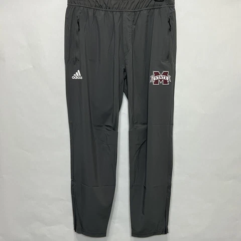 New Adidas Size Large Mississippi State Bullldogs Woven Zip Leg Pant Gray GE2807 Cover