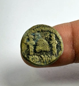 SEHR SELTENE RÖMISCHE BRONZE MÜNZE MARCUS IUNIUS BRUTUS AR DENAR EID MAR 42 V. Chr. - Bild 1 von 4