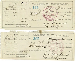 2 Stück - New Mexico Territory 1888 - James S. Duncan Browne & Manzanares Co (P3) - Bild 1 von 6
