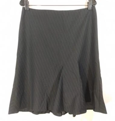 New Womens BANANA REPUBLIC Wool SKIRT Sz 10 Black Lt Blue Pinstriped Flare $88 - Image 1 of 4