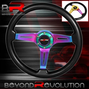 Universal Deep Dish Black Neo Chrome Center Steering Wheel Frame Godsnow - Picture 1 of 4