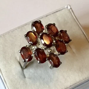 ANELLO VINTAGE ANTICO ARGENTO STRARLING GRANATO BOHEMIEN MISURA 8,5 - Foto 1 di 3