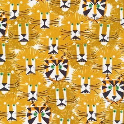 Feline Drive Fabric ED EMBERLEY FAVORITES Lions & Tigers Organic Fat Quarter FQ - Image 1 of 4
