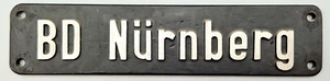 Placa de locomotora BD Nuremberg - placa de metal 257 g tendría que org. Deutsche Bundesbahn ser - Imagen 1 de 4