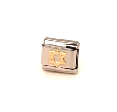 Genuino Nominación Componible Clásico Oro 18K Estrella de David Dije 030105/05 Foto 1 de 2