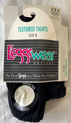 DE COLECCIÓN AÑOS 90..PIERNAS..TEXTURIZADAS..MEDIAS SPANDEX..NUEVAS..USA..NEGRAS..NUEVAS..talla Q Foto 1 de 2