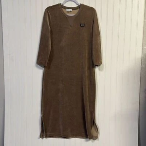 Calvin Klein Velour Langarm PJ Pyjama Kleid Nachthemd Loungewear - Bild 1 von 6