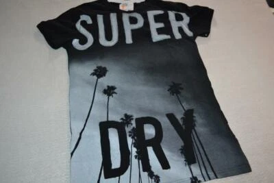 24588-a Mens Rare Superdry T-Shirt California Palm Tree Design Size Large Black - Image 1 of 4