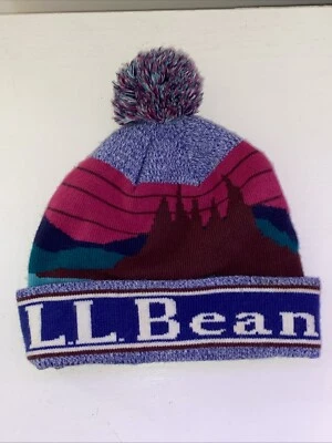 LL Bean Gorro Jóvenes Niños Katadhin Montaña Puesta de sol Pom Sombrero Nieve Invierno Gorra Foto 1 de 4