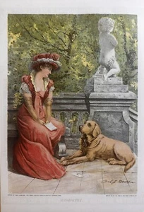 Impresión artística antigua favorita de Carl J. Becker de 1896 simpatía - Imagen 1 de 3