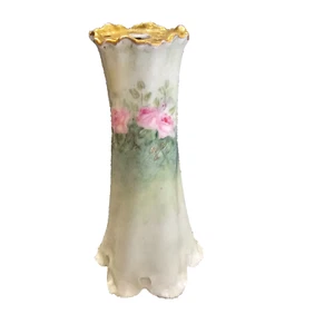 Vintage hat pin holder porcelain floral pink green golden top 13 holes for pins - Picture 1 of 13