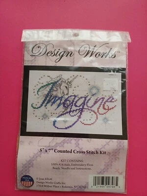 Design Works Counted Cross Stitch Kit, "Imagine" W/Unicorn, New in Package - Image 1 of 2