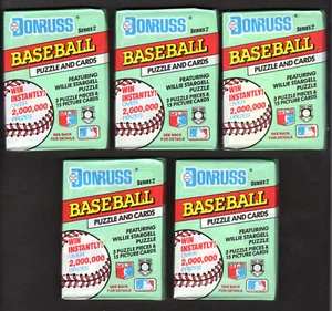 1991 DONRUSS BASEBALL SERIES 2 GUARANTEED UNOPENED GROUP OF 5 SEALED WAX PACKS - Picture 1 of 2
