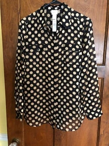Chicos 0 (size 4) Black and Gold Polka-Dot Semi-Sheer Blouse - Picture 1 of 8