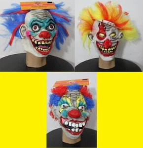 3-SET Payaso Siniestro Máscaras Cara Miedo Halloween Terror Vinilo Circo Adulto - Imagen 1 de 10
