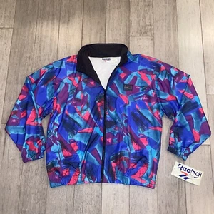 Vintage 90s Reebok Jacket Windbreaker All Over Print Polyester NOS Womens Large - Picture 1 of 10