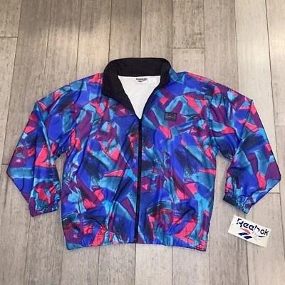 Vintage 90s Reebok Jacket Windbreaker All Over Print Polyester NOS Womens Large - Image 1 of 4