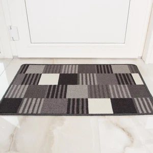 Washable Kitchen Mats Black Grey Non Slip Runner Rugs Kitchen Mats Rubber Back - Picture 1 of 13