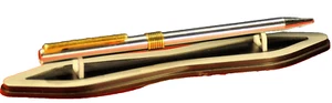 "Aurora" MARCO POLO Original 1981's Design Chrome&Black Enamel/GT Ballpoint pen - Picture 1 of 10