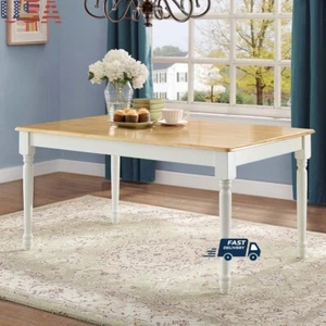 Farmhouse Dining Table Wooden Table Kitchen Dining Indoor Use Seating 6 - Picture 1 of 10