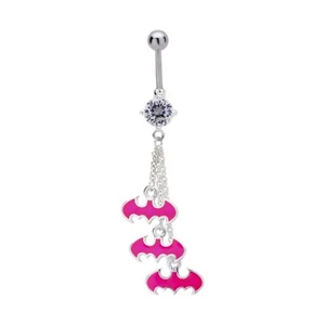 DC Comics Batman Logo 316L Stainless Steel 14G Body Jewelry Belly Navel Ring - Picture 1 of 1