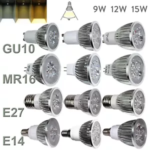 LED Regolabile Faretto Lampadine Interno GU10 MR16 E27 E14 9W 12W 15W 220V 240V - Foto 1 di 23