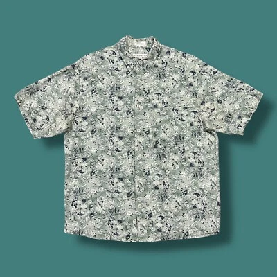 Vtg Abstract Print Button Up Shirt Geometric Art 80s 90s Rayon Linen Medium - Image 1 of 4