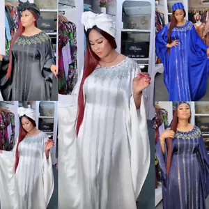 Maxi Vestido Africano Informal Gran Tamaño Abaya Mujeres Musulmán Largo Sombrero Vestido Islámico - Imagen 1 de 20