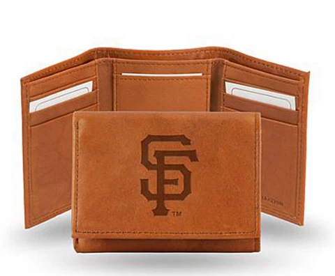 San Francisco Giants Men's Brown wallet - MLB embossed trifold Wallet Cover