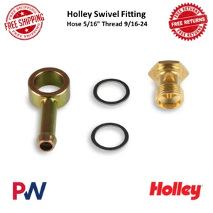 Adaptador de barra de manguera giratoria Holley a NPT, manguera 5/16 pulgadas, rosca 9/16-24 - Imagen 1 de 11