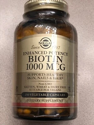 Solgar - Biotina 1000 mcg, 250 cápsulas vegetales, apoya la piel, las uñas y el cabello Foto 1 de 3