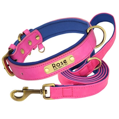 Personalisiert Hundehalsband Weiches Leder mit Namen Gravur Verstellbar XS-XL - Bild 1 von 4