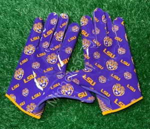 Nike LSU Tigers Team Issued Vapor Jet 8.0 Football Gloves Purple Size XL New - Picture 1 of 3