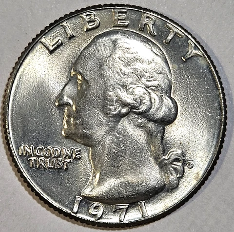 U.S.A. VINTAGE,  1971-D, UNC Washington Clad Quarter, Km-164, FAST SHIPPING Cover