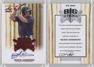 2012 Leaf Ultimate Draft Big Sticks Red /5 Deven Marrero #BS-DM1 Auto