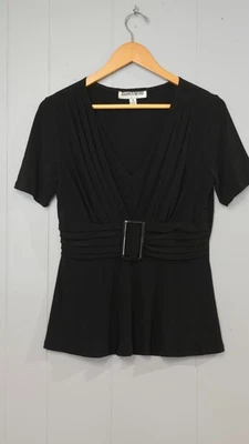 Женская кукла Danny & Nicole блузка черная с завышенной талией пряжка с v-образным вырезом размер 8 - Изображение 1 из 4