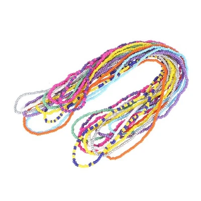 10pcs Colorful Glass Beads Waist Chain Belt Medium Length for Women Dress Beach - Image 1 of 4