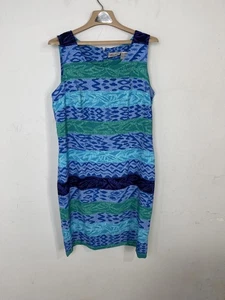 Abito Kathie Lee Collection donna 12 blu sirena spiaggia costa viaggio preppy - Foto 1 di 6