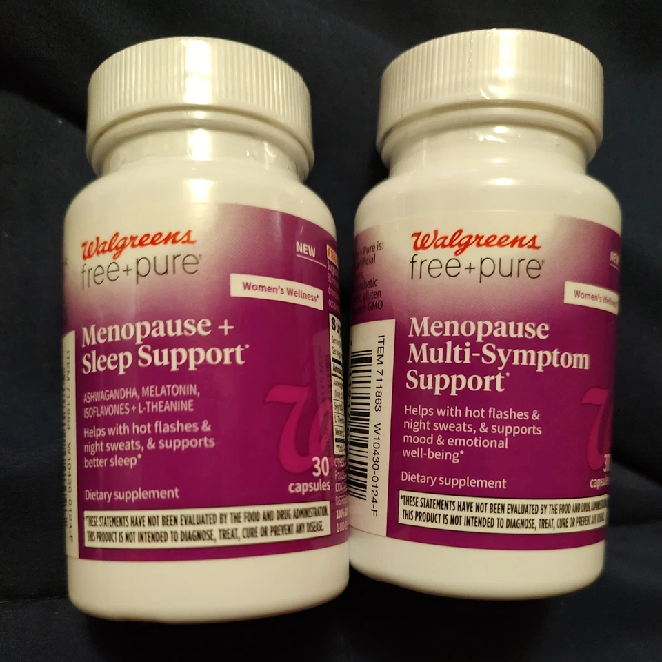 4 cápsulas de apoyo multisíntomas Walgreens Free + Pure Menopausia, 30 Ct., 3/27 Foto 1 de 1
