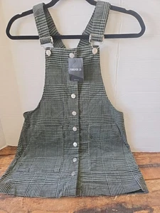 Forever 21 Cord Overall Kleid Damen XS Salbei Schwarz Knöpfe Taschen Neu mit Etikett - Bild 1 von 14