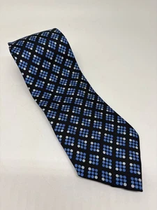 Barneys New York men's silk tie / blue and white graphic pattern - Picture 1 of 7