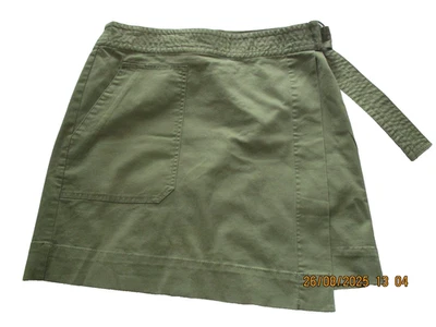 La Redoute women's khaki green short cotton wrap skirt Autumn/Winter size 12 - Image 1 of 4