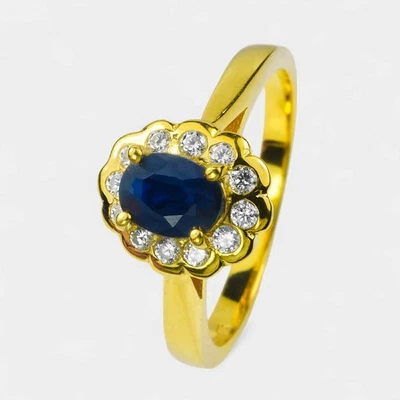 Anillos de joyería fina hechos a mano de plata de ley 925 con zafiro azul real talla 7,25 Foto 1 de 4