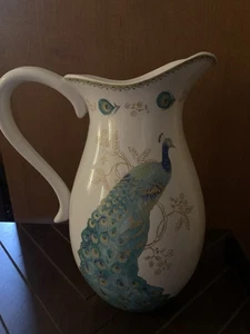 222 Fifth PTS International Peacock Garden Pitcher - Picture 1 of 4