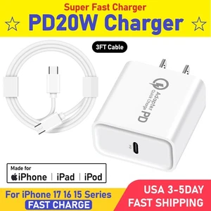 Adaptador de bloque de cargador rápido compatible con iPhone15 16 17 Series enchufe de pared rápido tipo C cable - Imagen 1 de 21