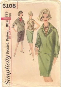 5108 Simplicity Kimono Sleeve Blouse, Over Blouse,  Skirt Classic 1960's Pattern - Picture 1 of 2